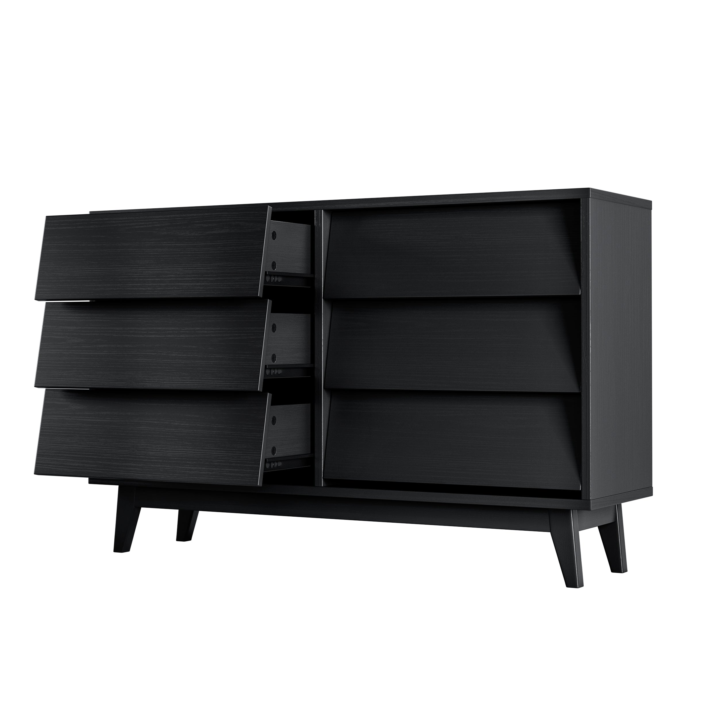 6 Drawer Vintage Bevel Dresser (Black)
