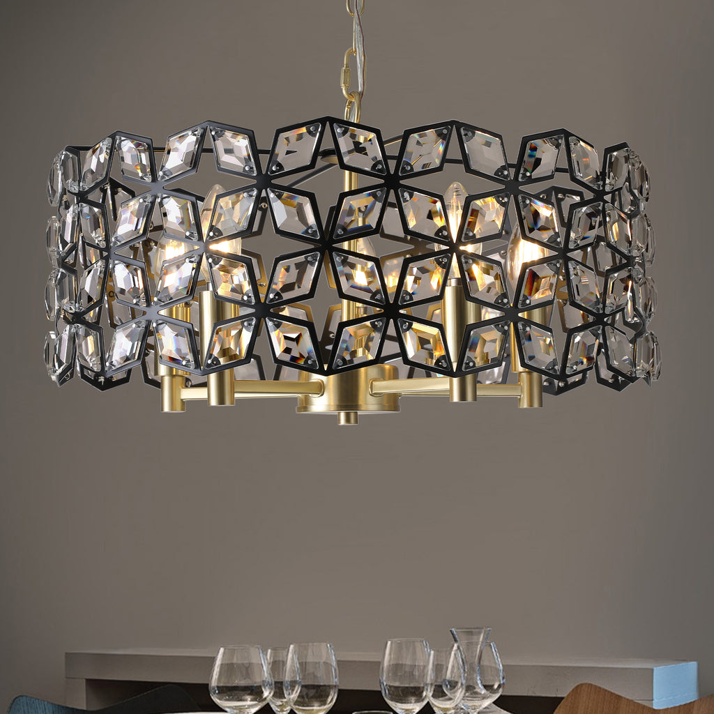 Modern Crystal Chandelier Light Fixture (Black)