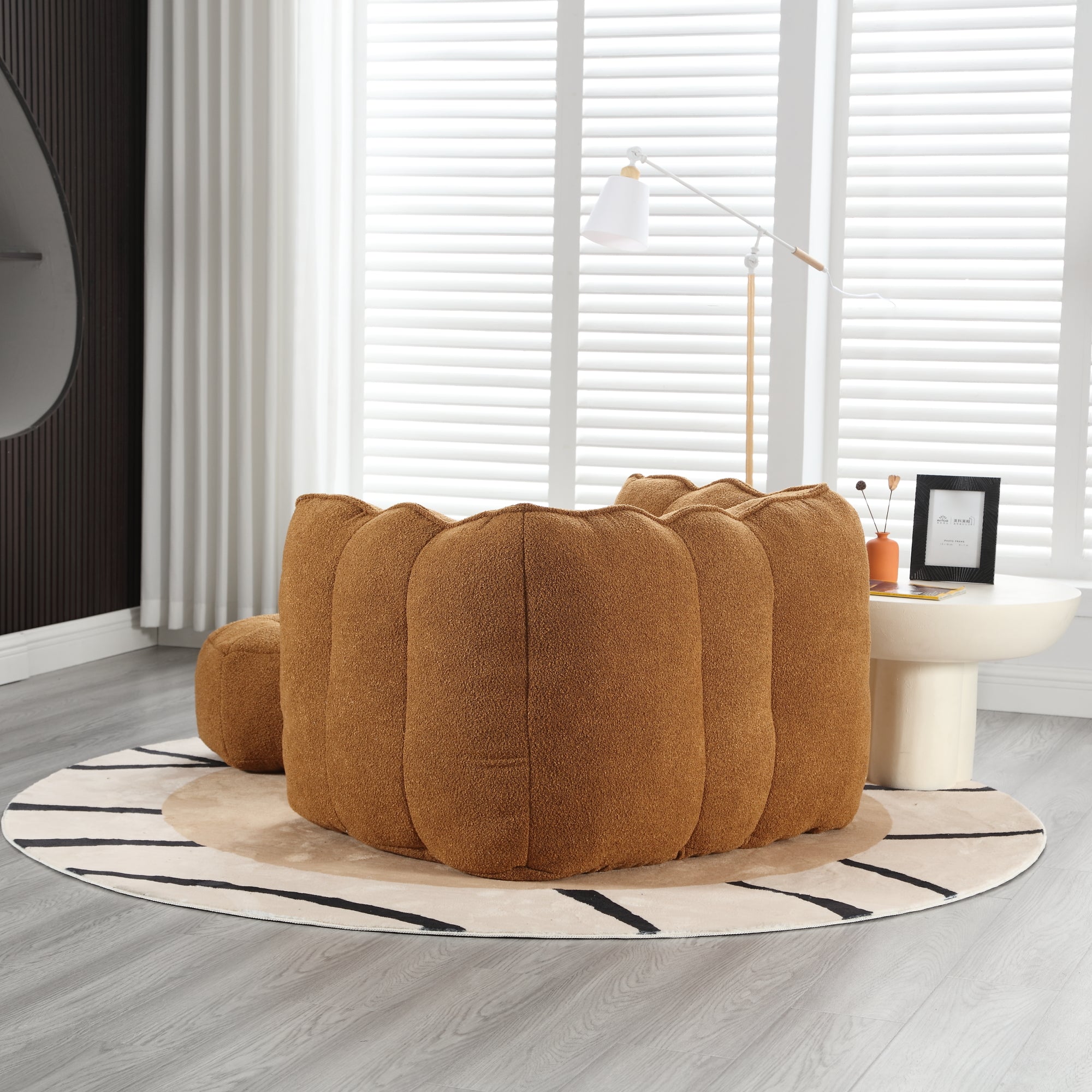 Plush Foam Lounger w/ Ottoman (Khaki)
