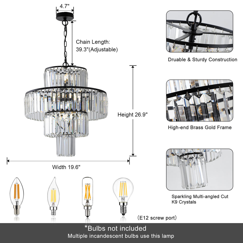 Luxury Crystal Chandelier (Black)