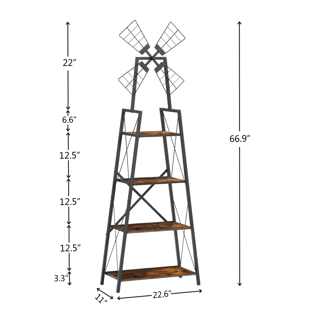 4-Tier Narrow Book Shelf (Brown and Black)