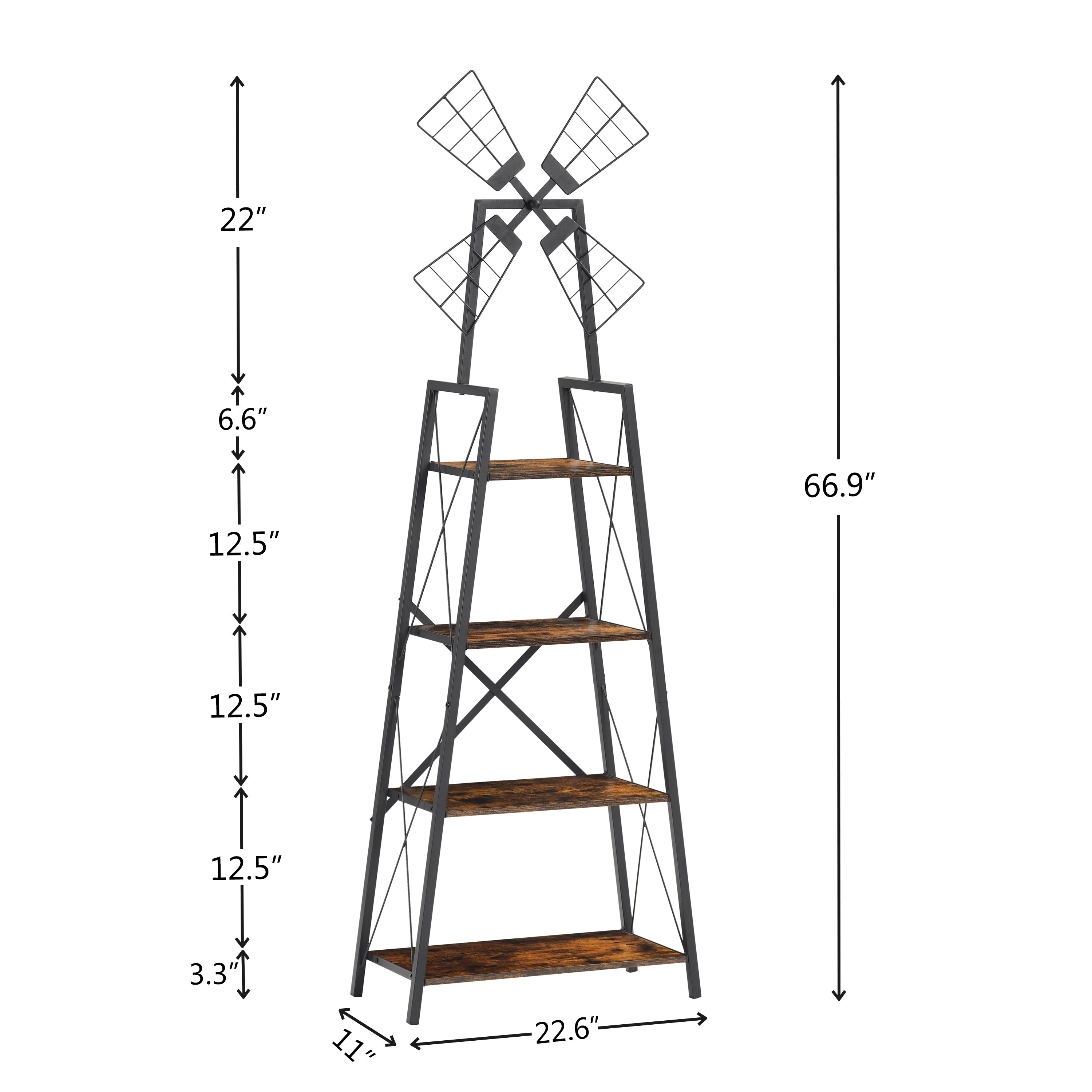 4-Tier Narrow Book Shelf (Brown and Black)