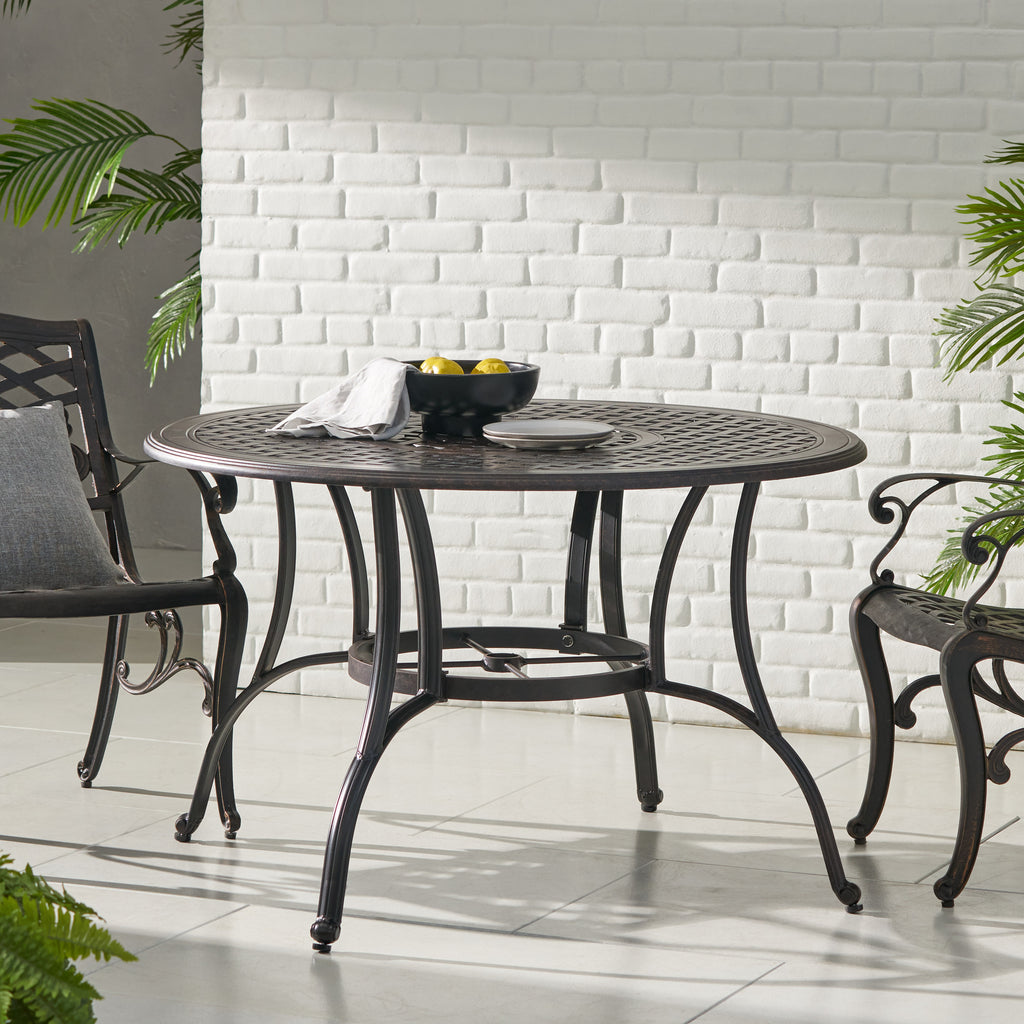 Outdoor Cast Aluminum Dining Table (Bronze)