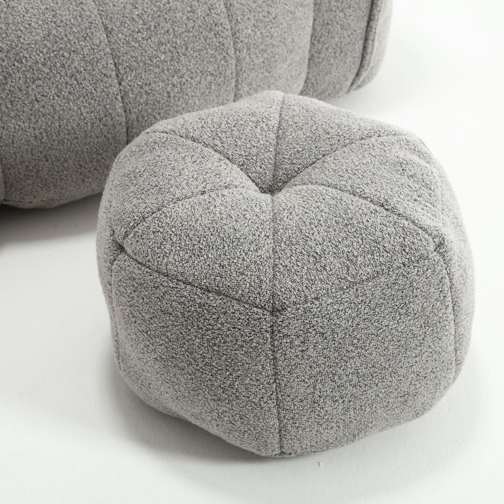 Plush Foam Lounger w/ Ottoman (Gray)