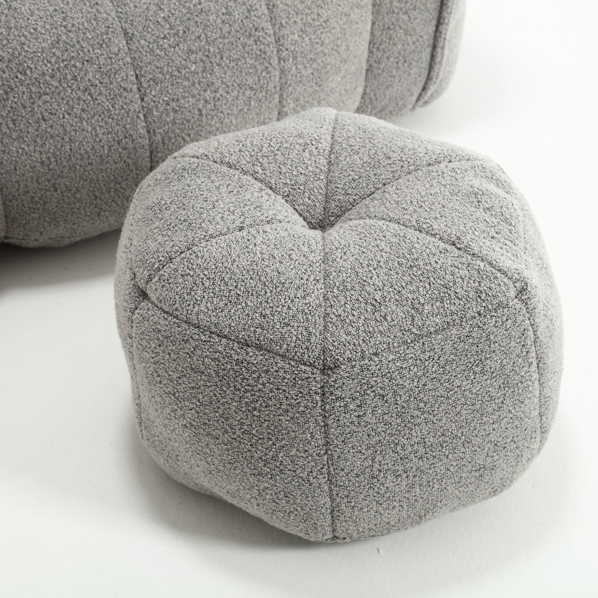 Plush Foam Lounger w/ Ottoman (Gray)