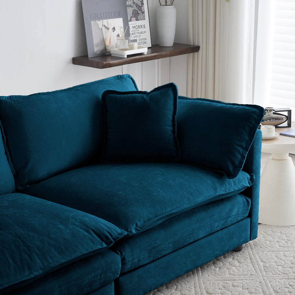2-Seat Chenille Loveseat Sofa Couch (Blue)