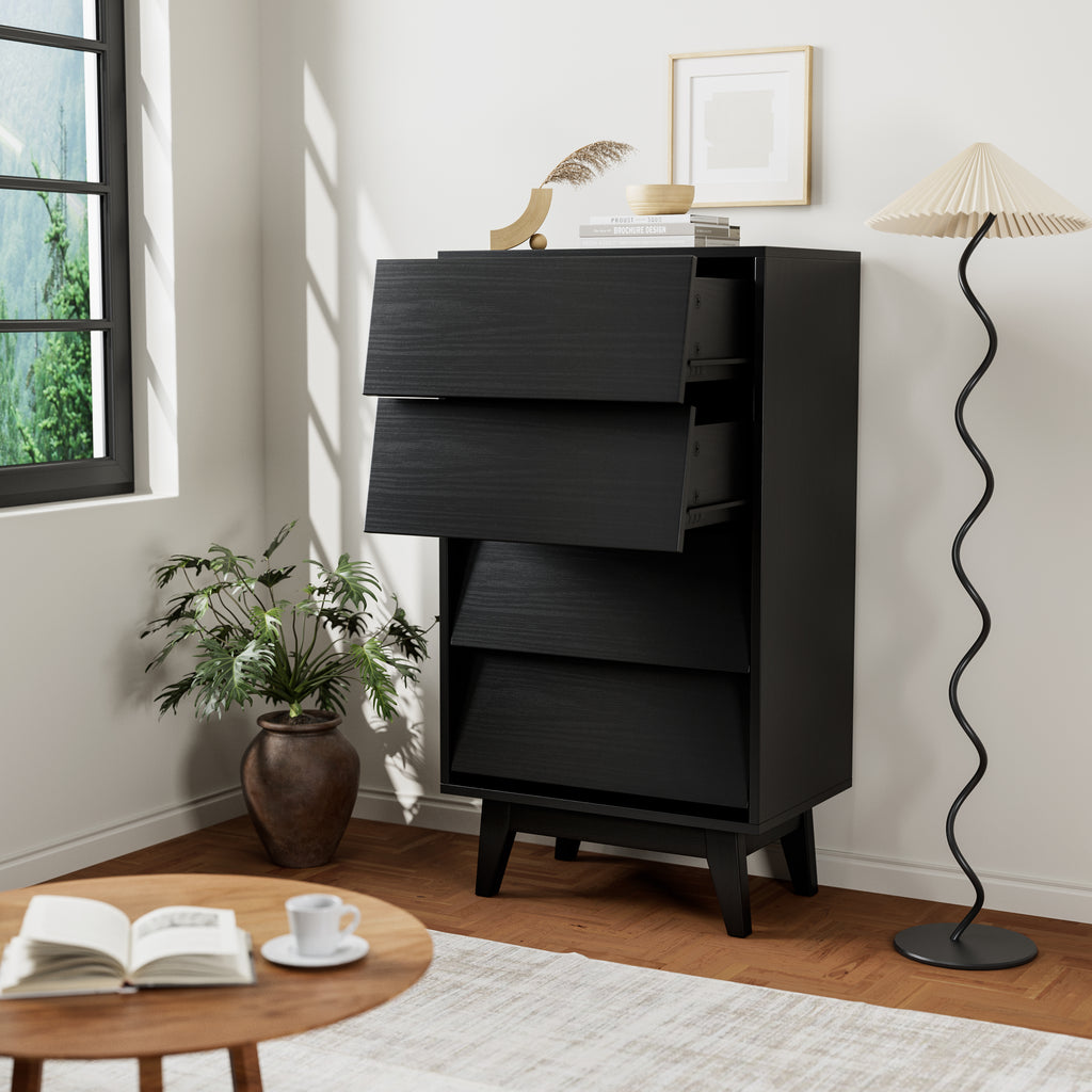 4 Drawer Vintage Bevel Dresser (Black)