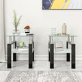 Set of 2, Modern Tempered Glass Coffee Table (Black)