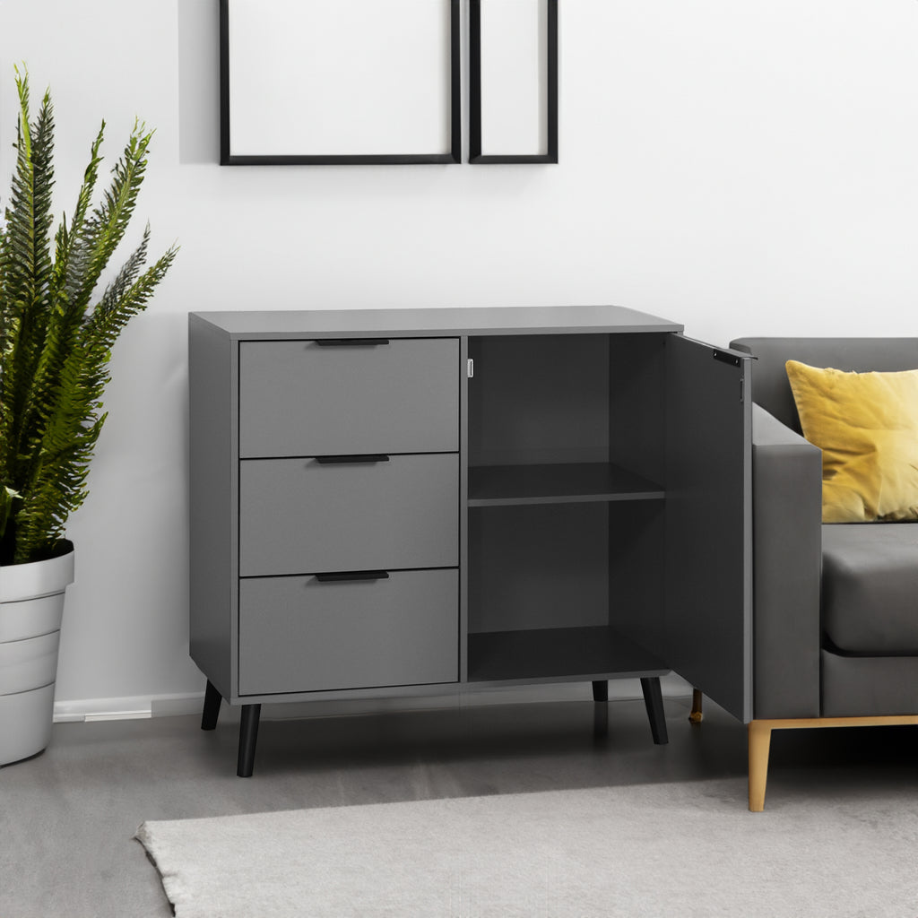 Storage cabinet with 3 drawers and adjustable shelves