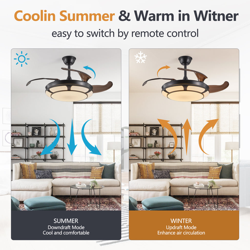 Modern Minimalist Invisible Retractable Ceiling Fan With LED Light