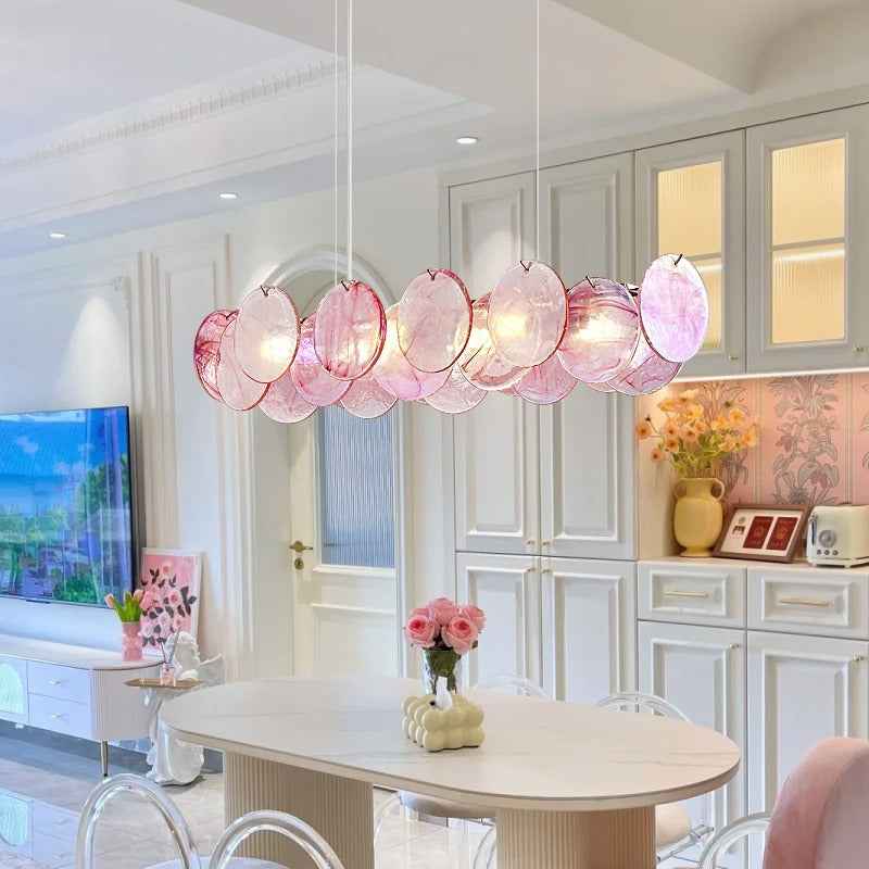 Pink Stained Glass Chandelier