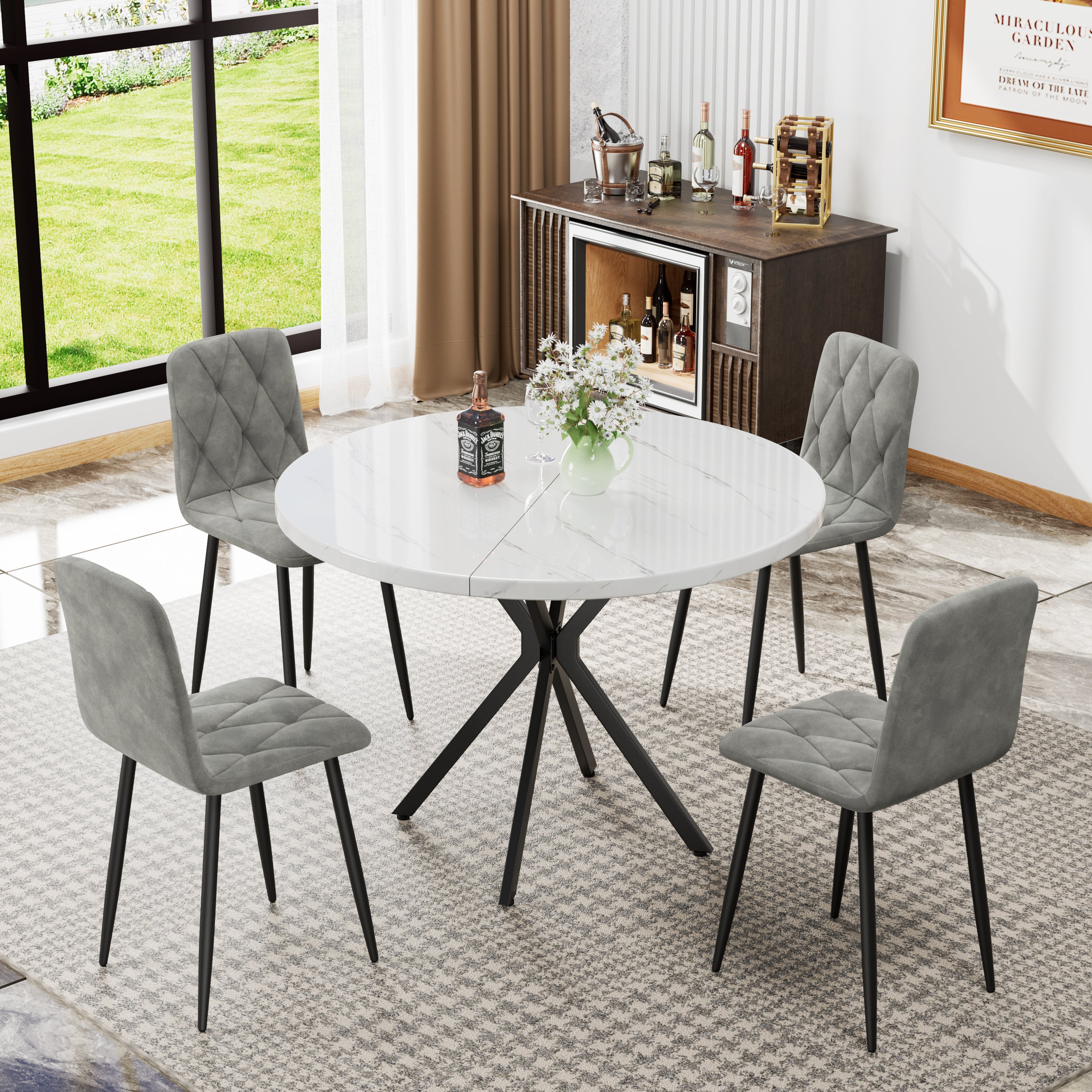 Sleek Velvet Dining Chairs - Set of 4 (Gray)