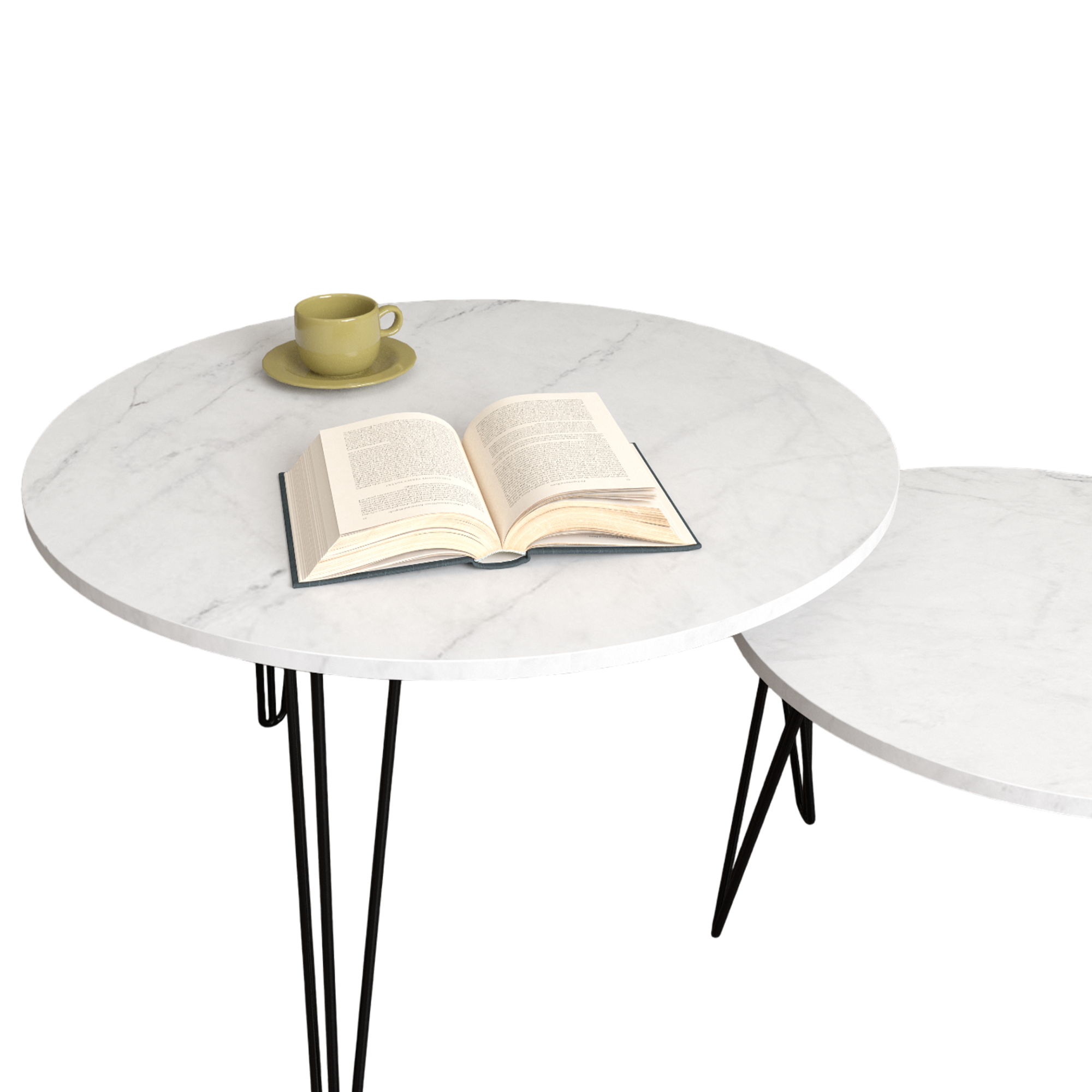 2 Set Round Nesting Coffee Table (White)