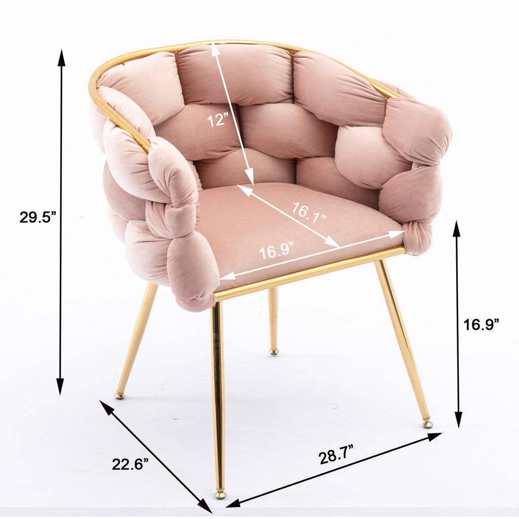 Set of 2 Luxury velvet single sofa bedroom chair (Pink)