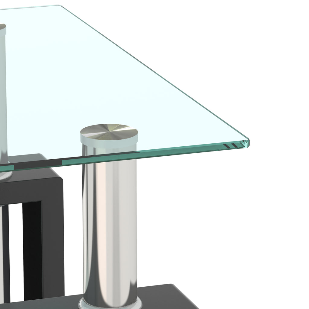 Set of 2, Modern Tempered Glass Coffee Table (Black)