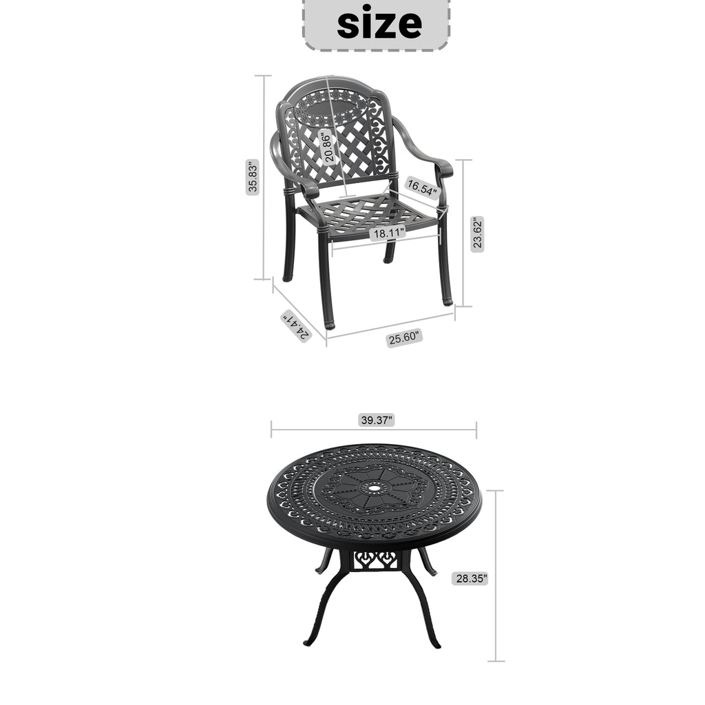 5-Piece Set Of Cast Aluminum Patio Furniture w/ Cushions