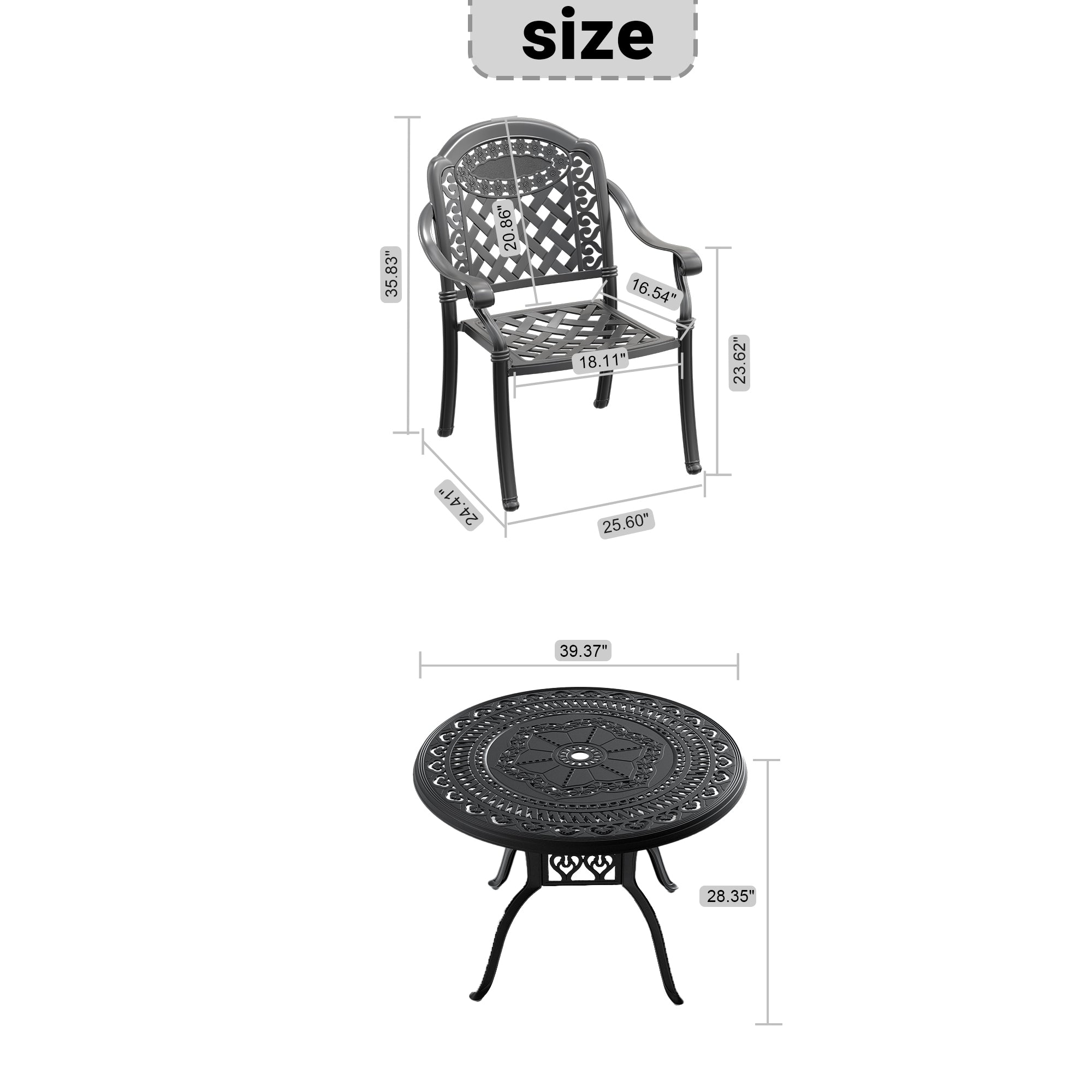 5-Piece Set Of Cast Aluminum Patio Furniture w/ Cushions