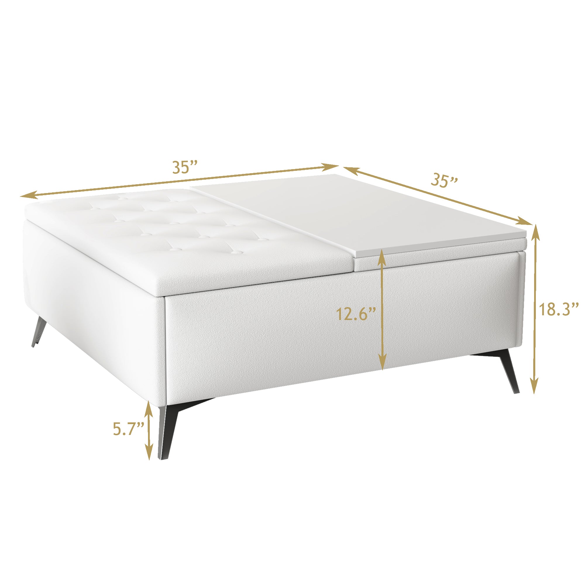 35 inch Square Storage Bench/Coffee Table (White)