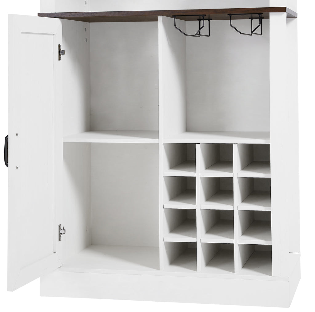 76 Inch Tall Farmhouse Kitchen Faux Rattan Wine Cabinet