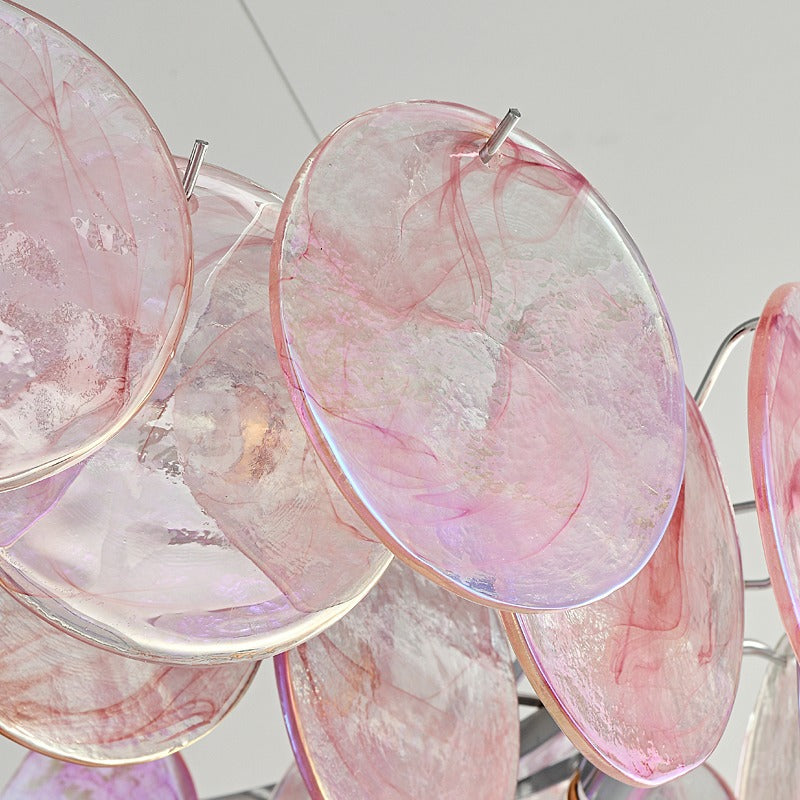 Pink Stained Glass Chandelier