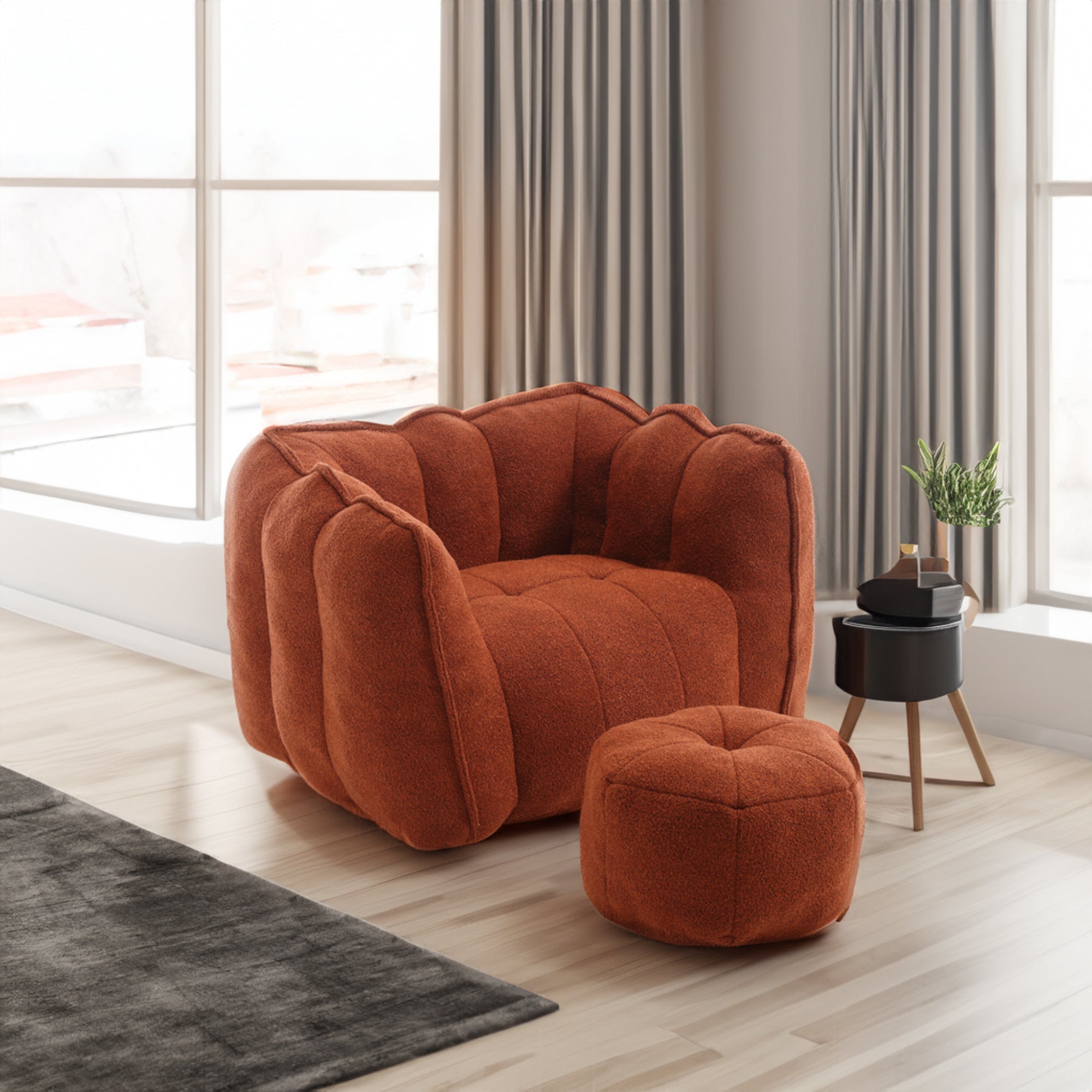 Plush Foam Lounger w/ Ottoman