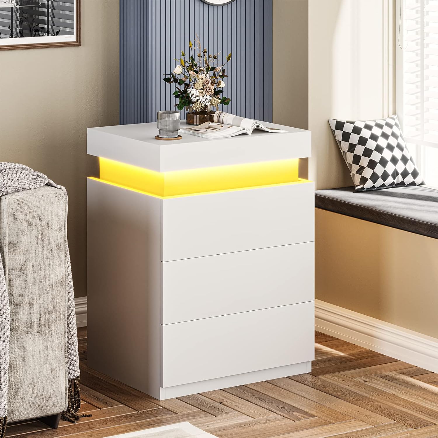 Modern Multi-Colour LED Night Table (White)