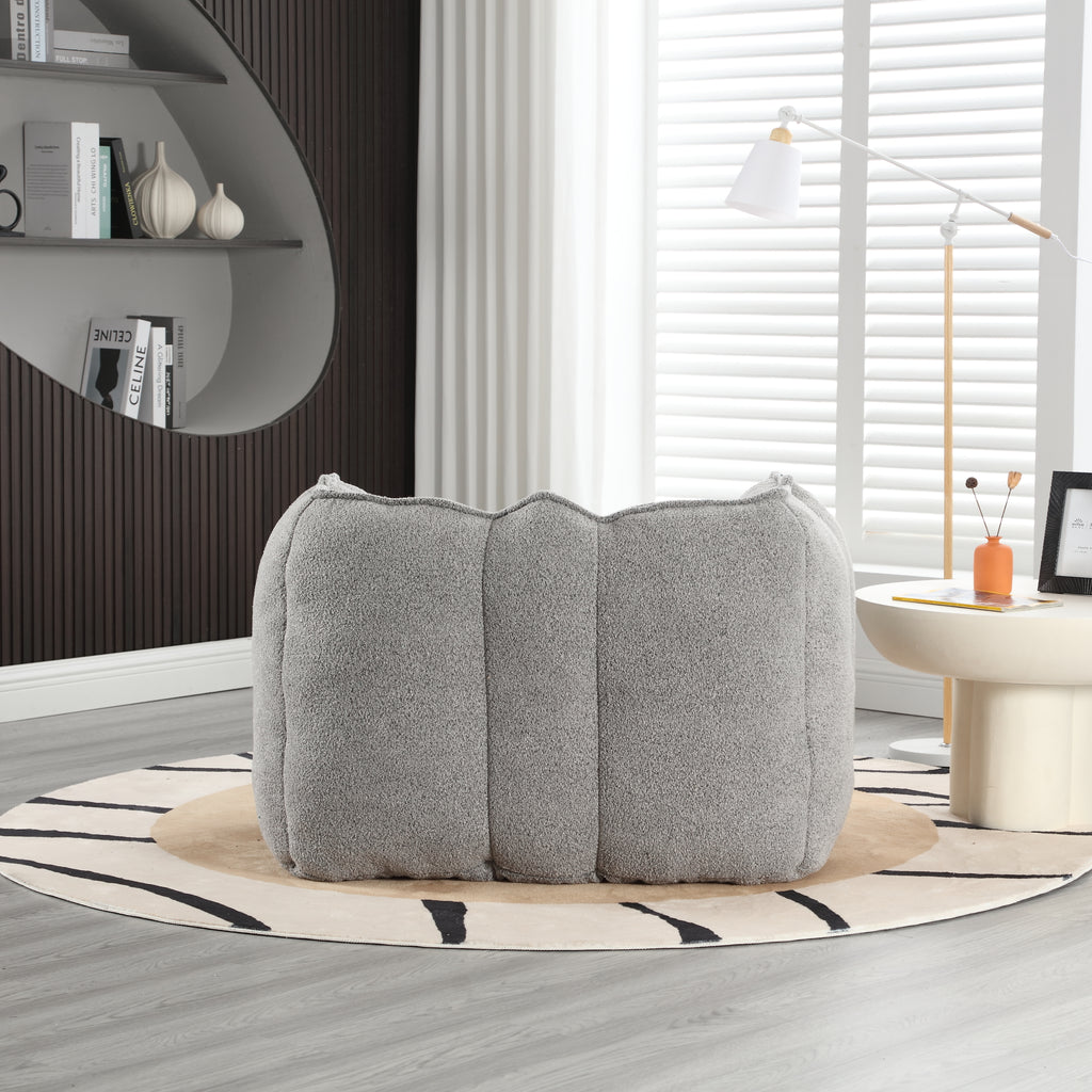 Plush Foam Lounger w/ Ottoman (Gray)