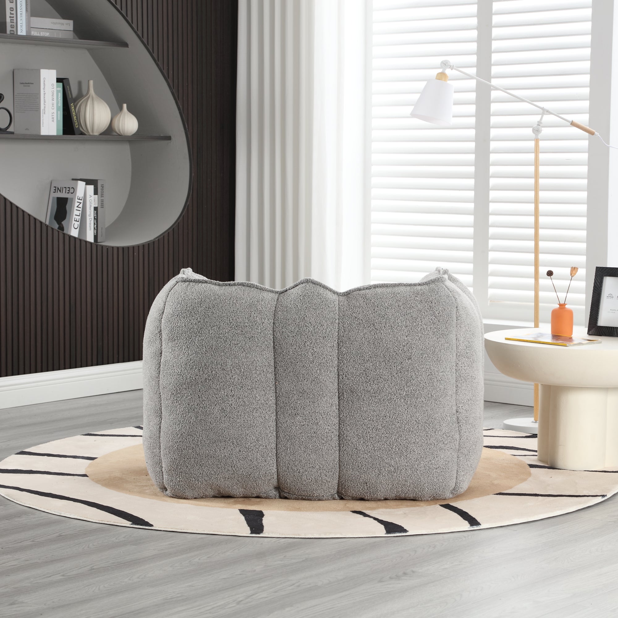 Plush Foam Lounger w/ Ottoman (Gray)