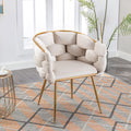 Luxury velvet single sofa bedroom chair (Beige)