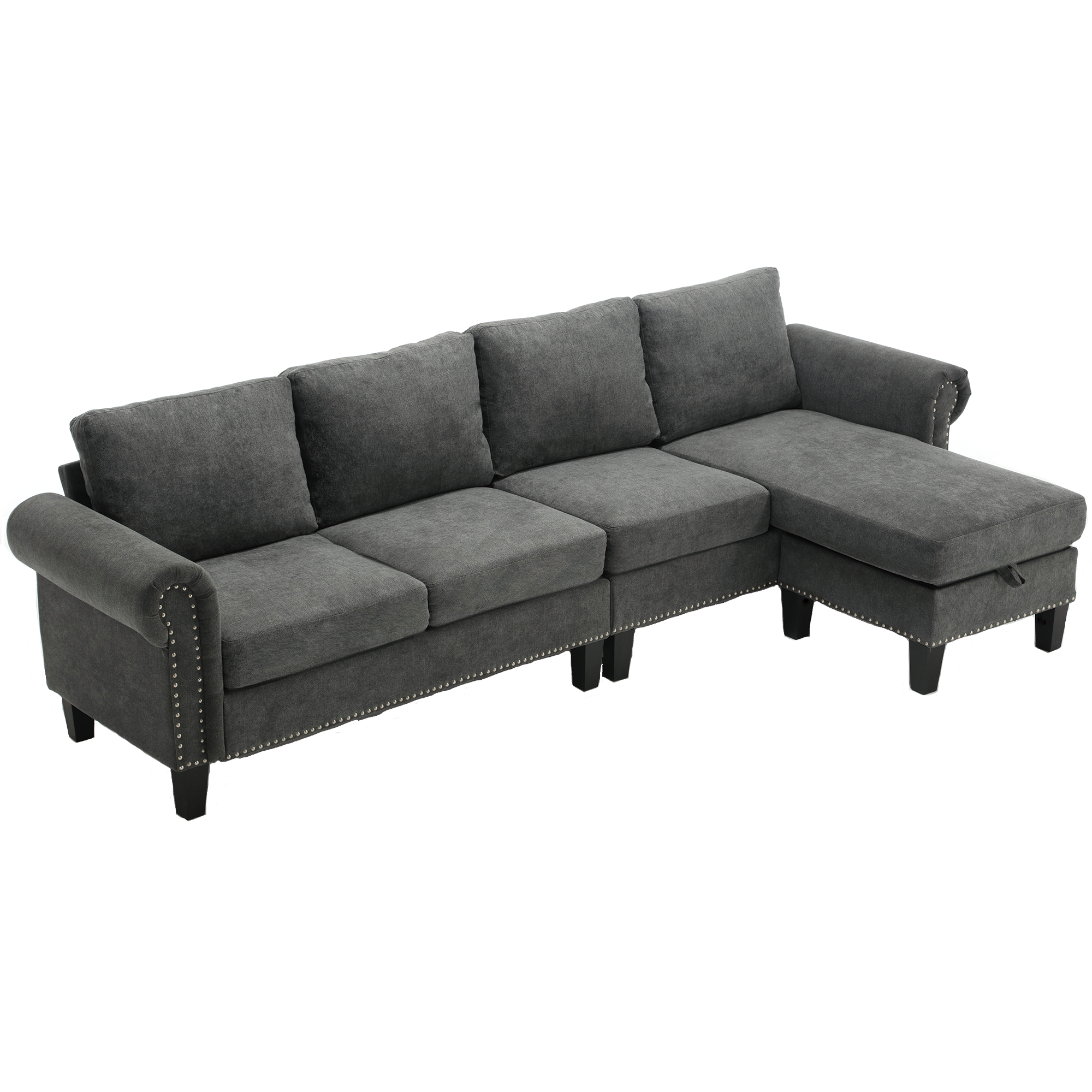 Convertible L-Sectional Sofa with Storage (Gray)