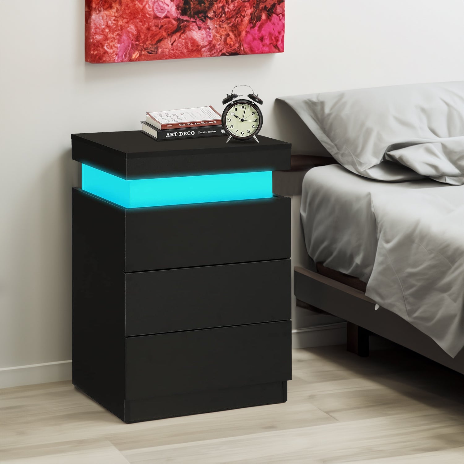 Modern Multi-Colour LED Night Table (Black)