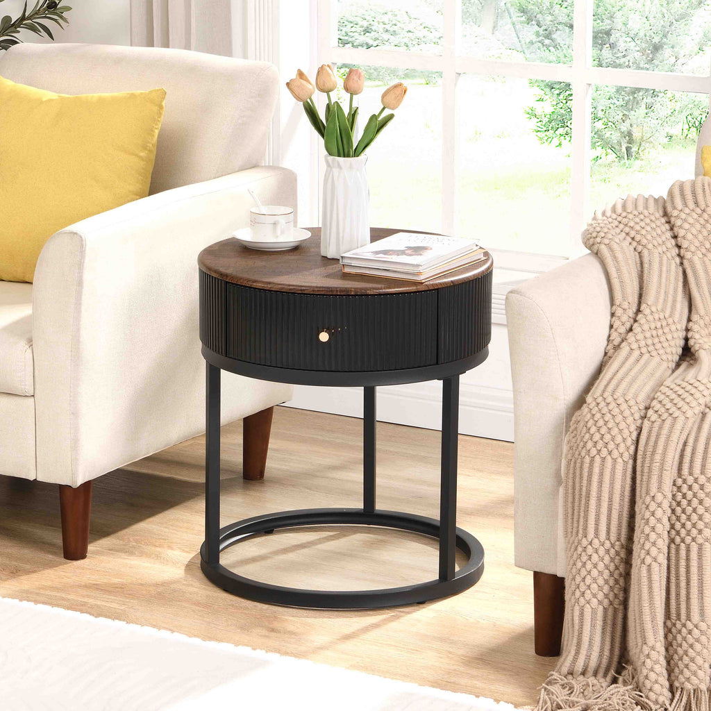 Round Wood End Table (Black)