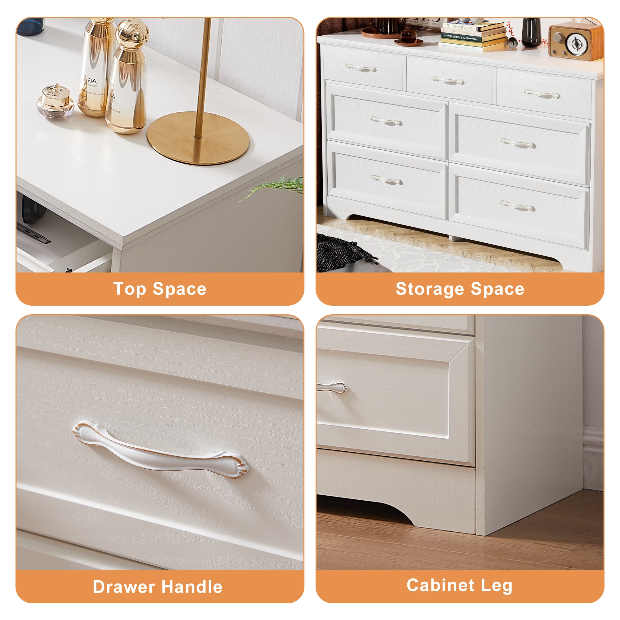 Chic 7 Drawers w/ Chest (White)