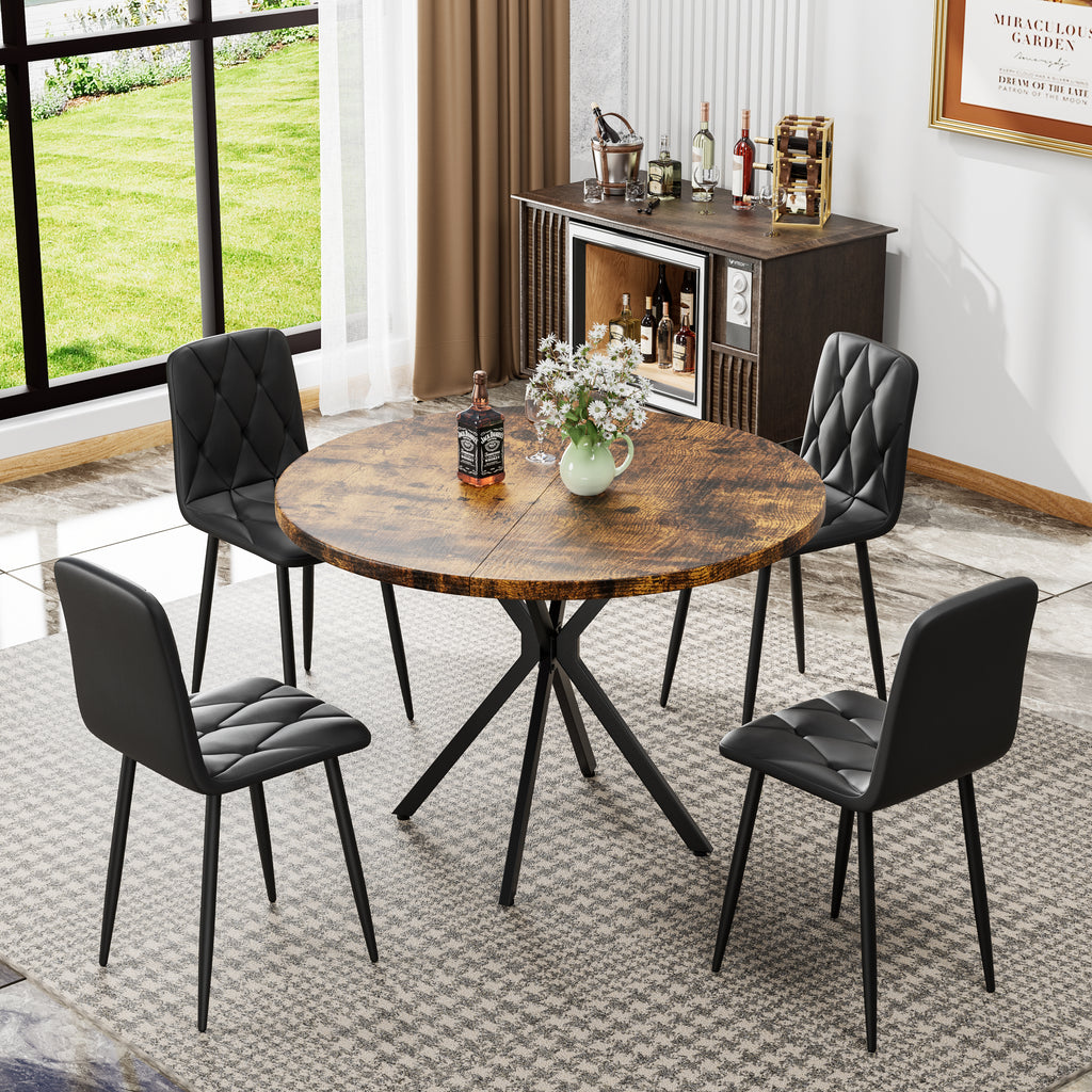 Sleek Leather Dining Chairs - Set of 4 (Gray)