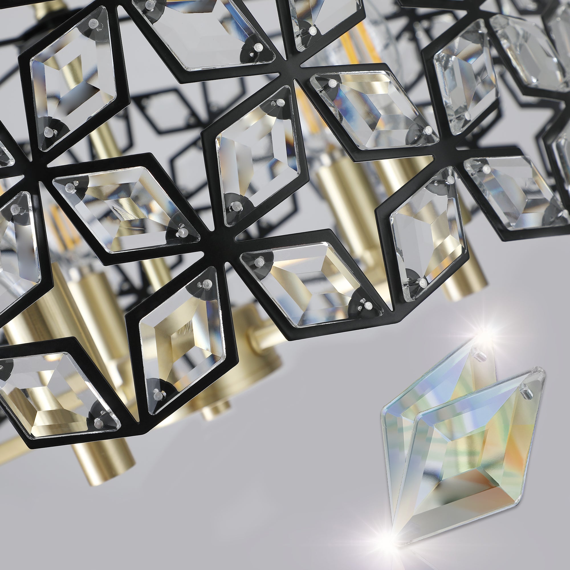 Modern Crystal Chandelier Light Fixture (Black)