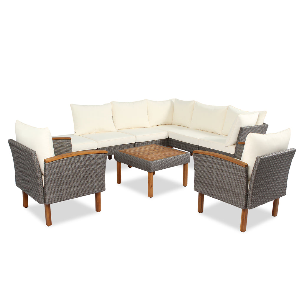 9-piece Patio Furniture Set w/ Acacia wood