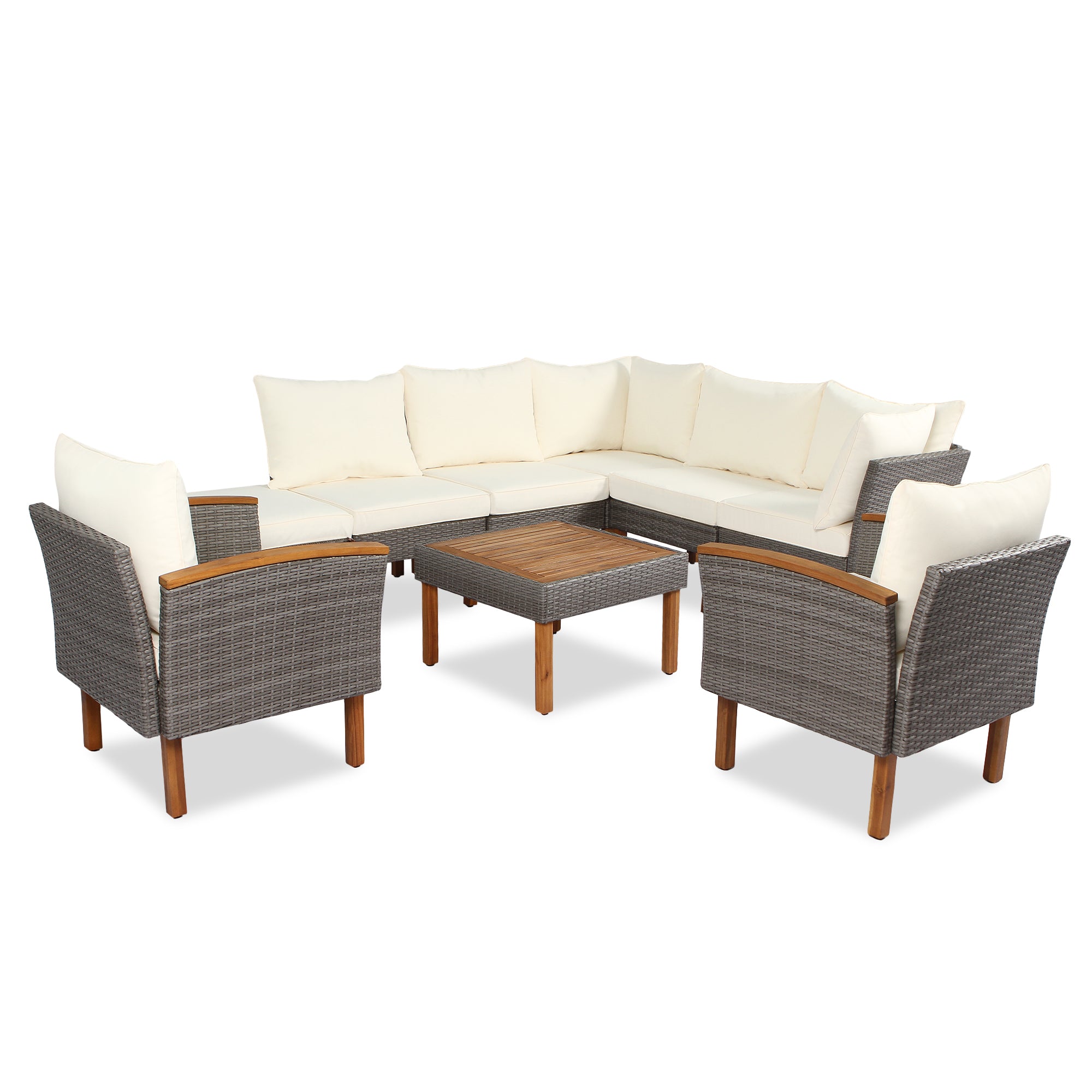 9-piece Patio Furniture Set w/ Acacia wood