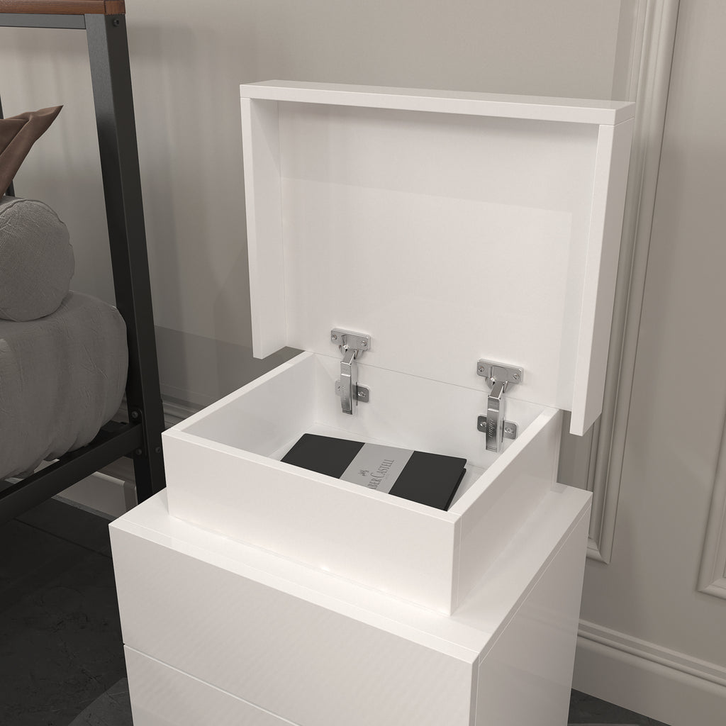 Modern LED Nightstand w/ 2 Drawers (White)