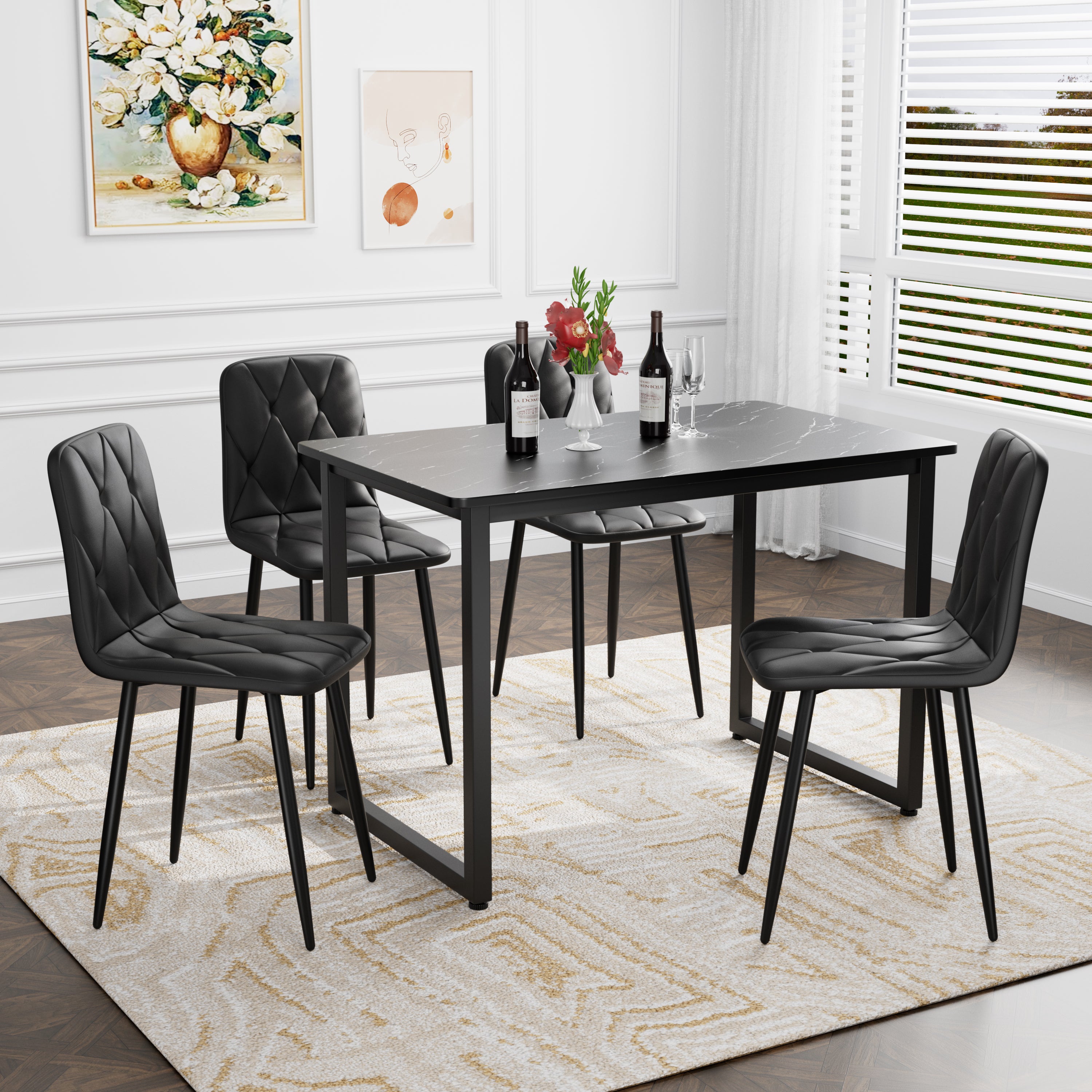 Sleek Leather Dining Chairs - Set of 4 (Gray)