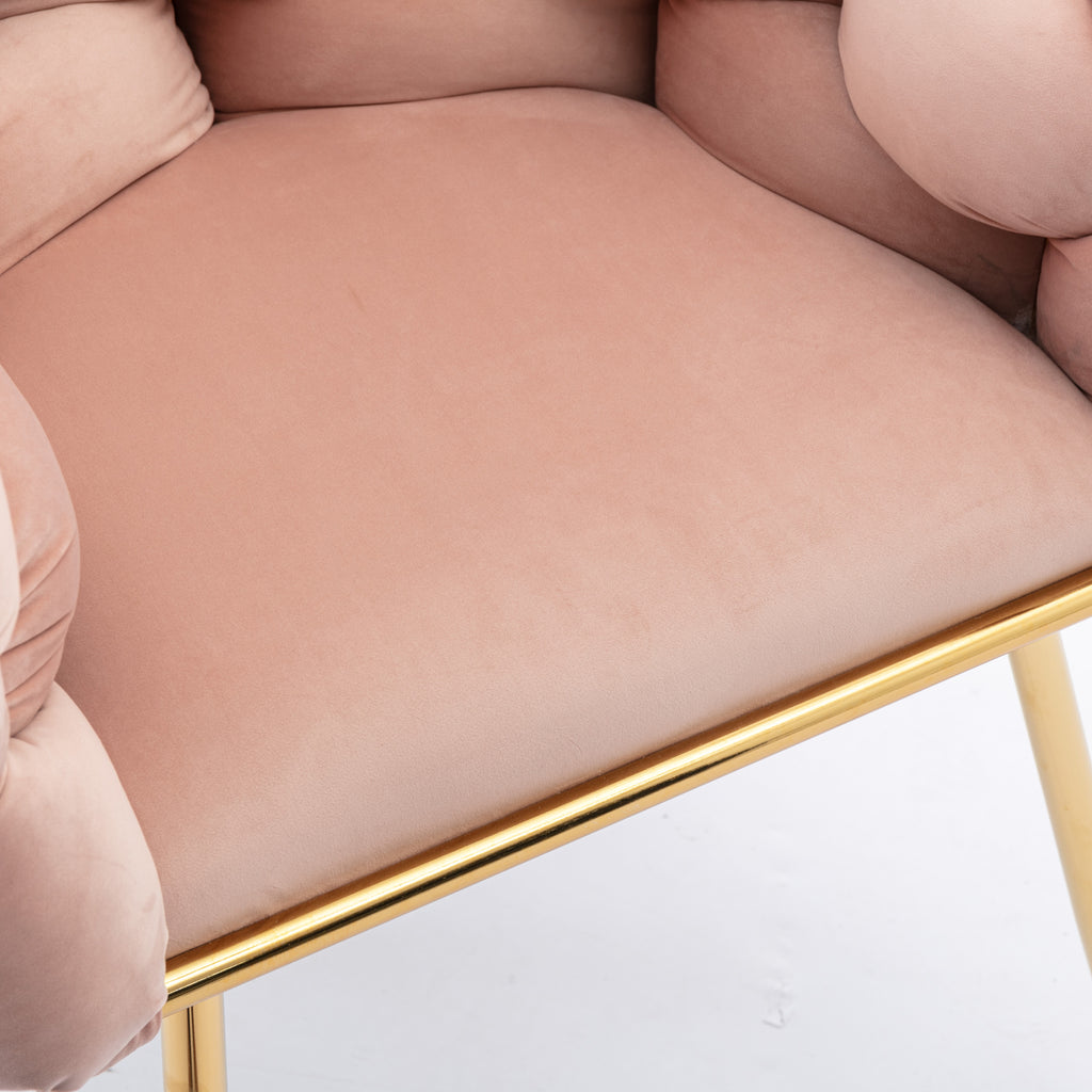 Set of 2 Luxury velvet single sofa bedroom chair (Pink)