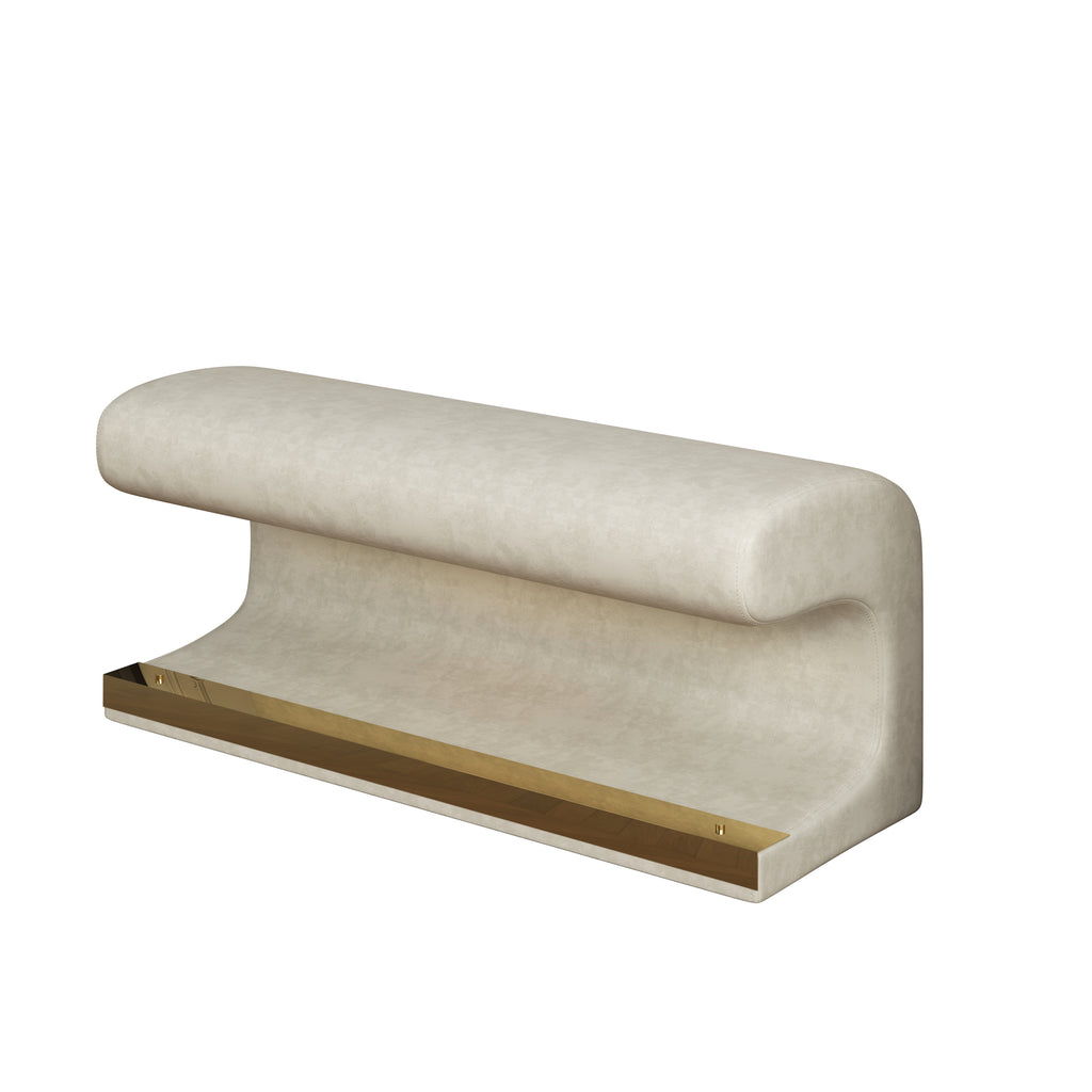 Entryway Bench Leather Ottoman w/ LED Sensor Light (Beige)