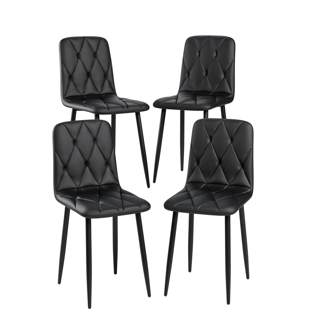 Sleek Leather Dining Chairs - Set of 4 (Gray)