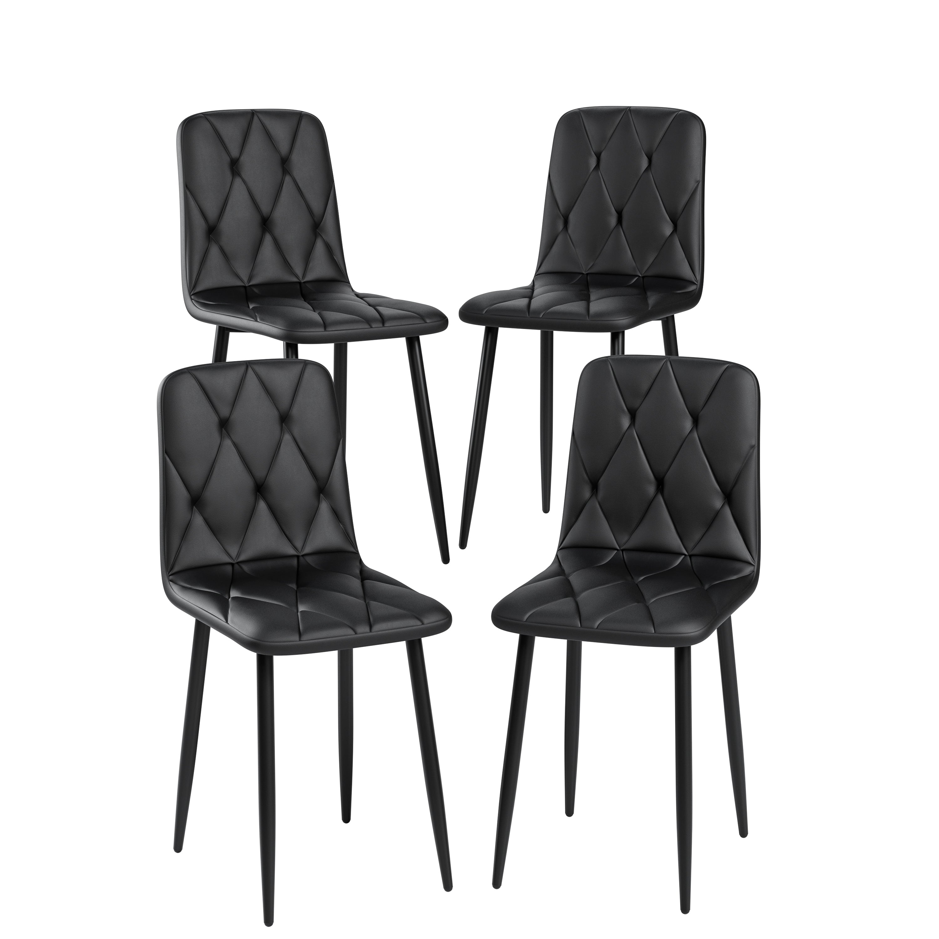 Sleek Leather Dining Chairs - Set of 4 (Gray)