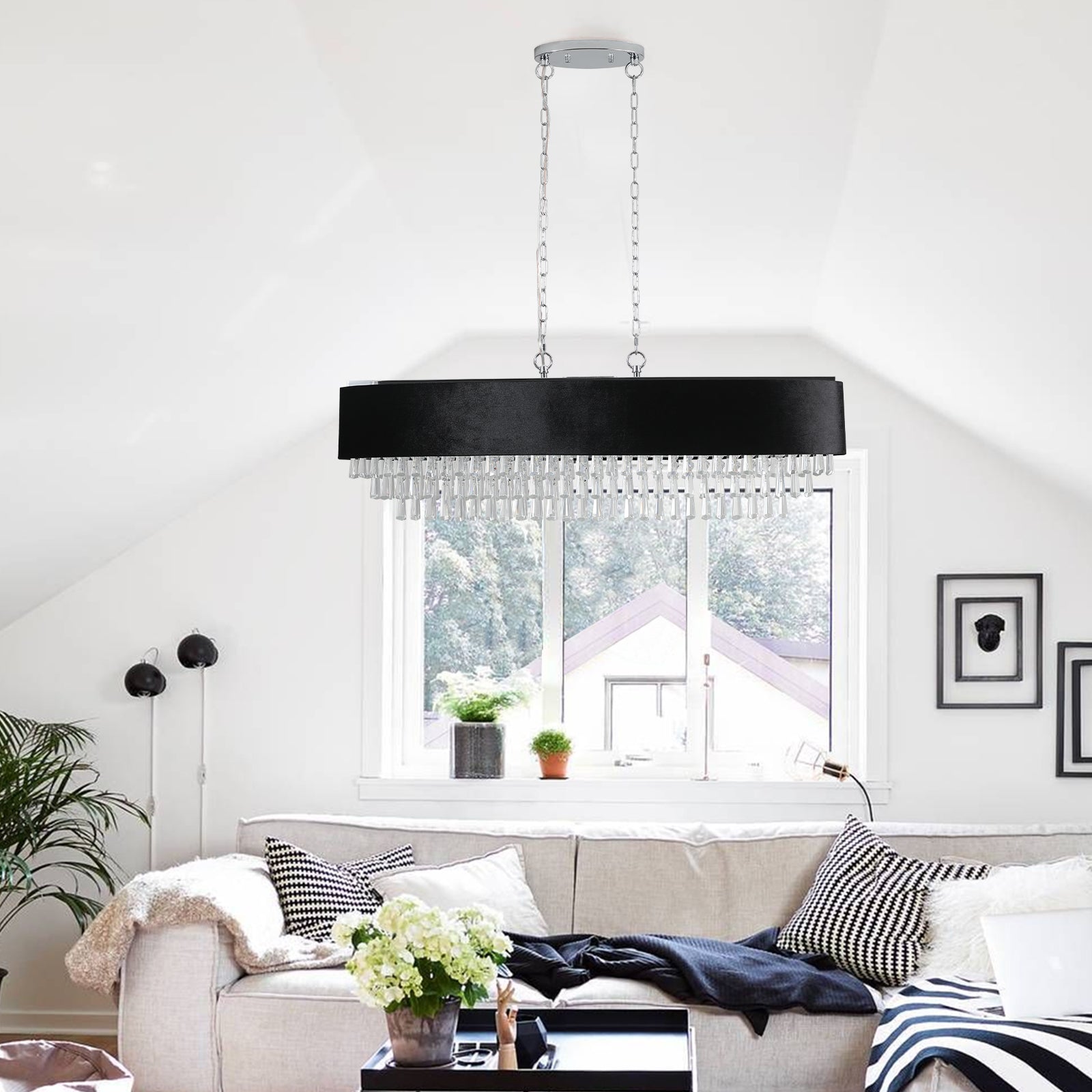 Modern Crystal Chandelier Light Fixture - Flat