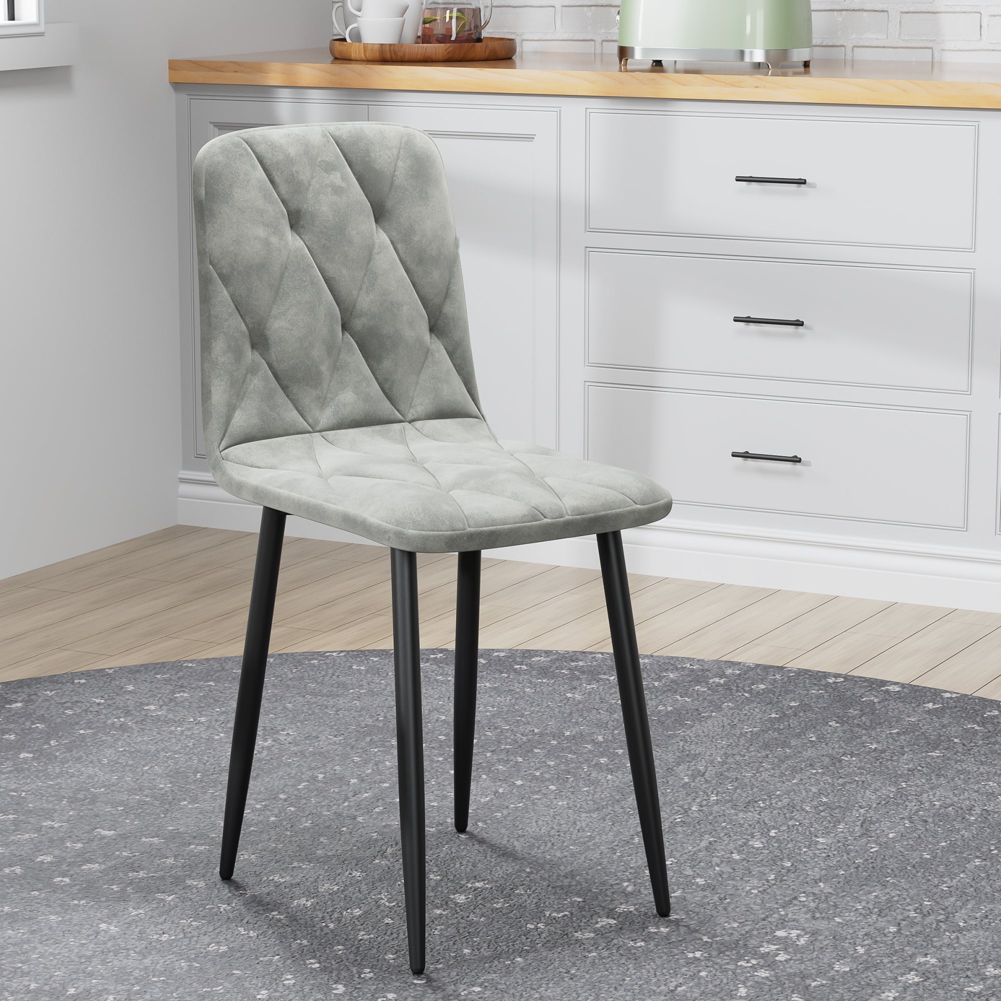 Sleek Velvet Dining Chairs - Set of 4 (Gray)