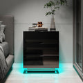 Modern LED Nightstand w/ 3 Drawers (Black)