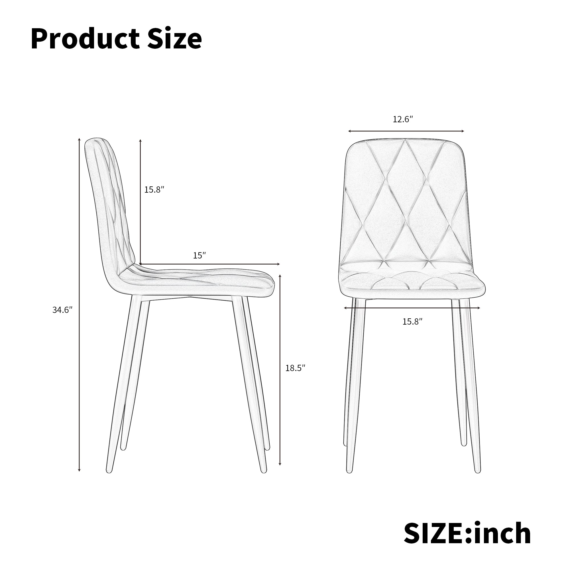 Sleek Velvet Dining Chairs - Set of 4 (Gray)