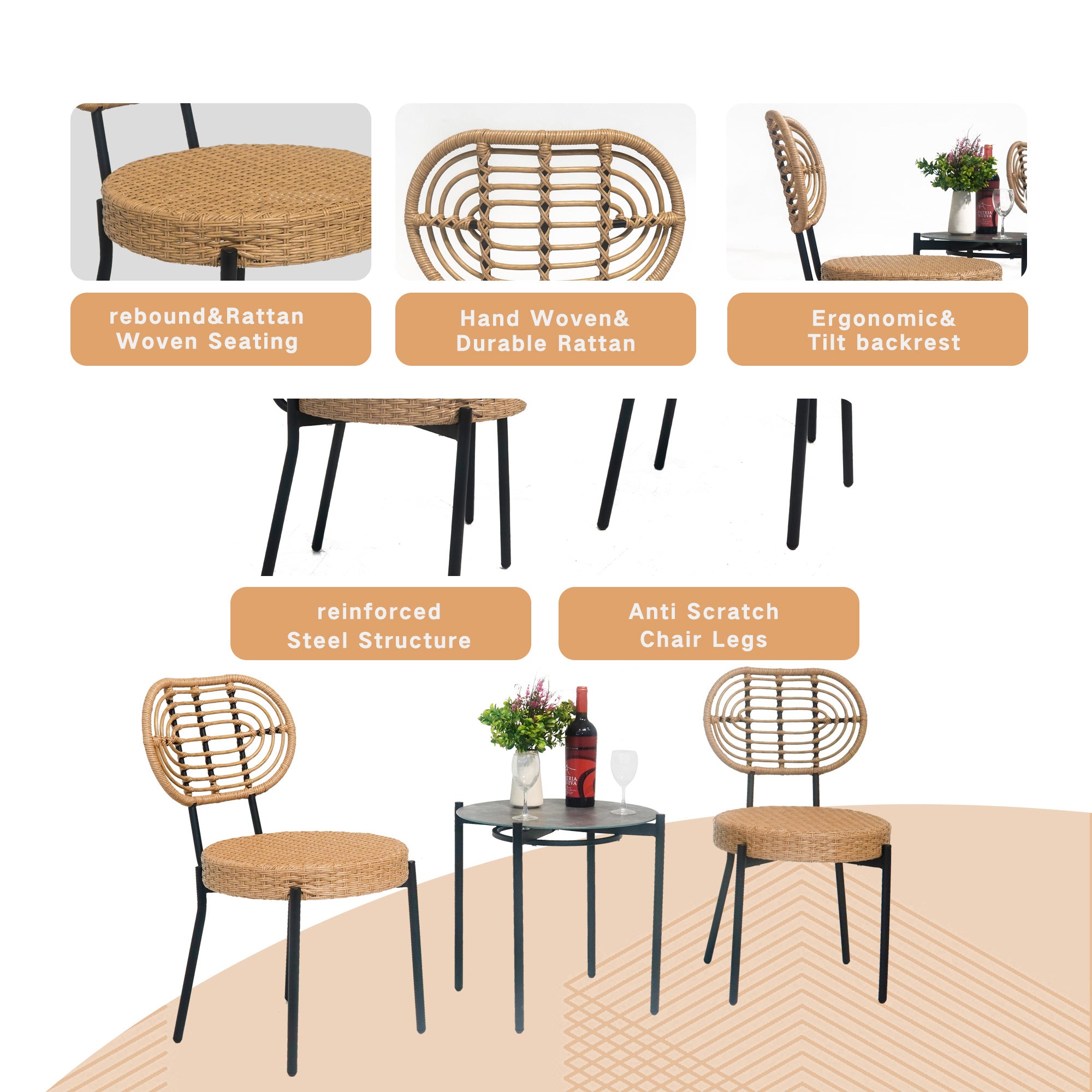 3 Piece Luxury Outdoor Wicker Furniture