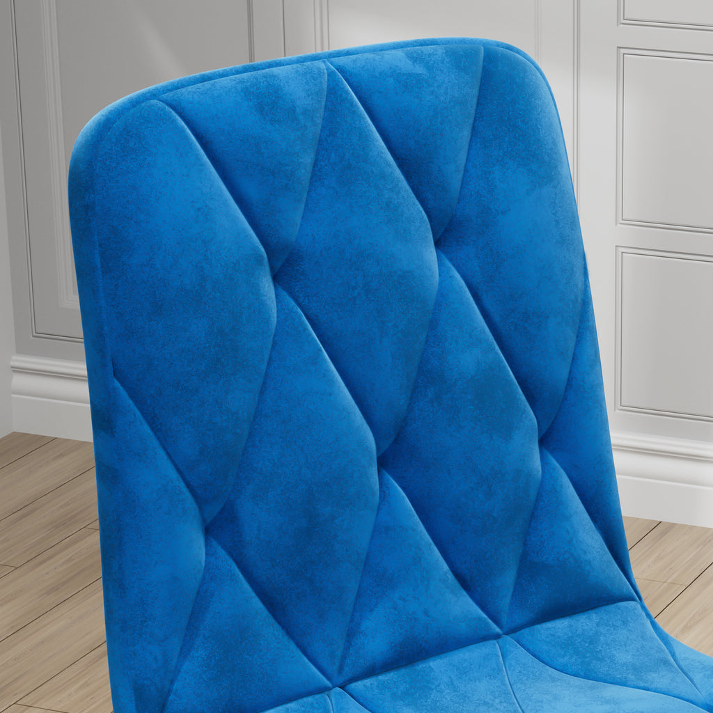 Sleek Velvet Dining Chairs - Set of 4 (Blue)
