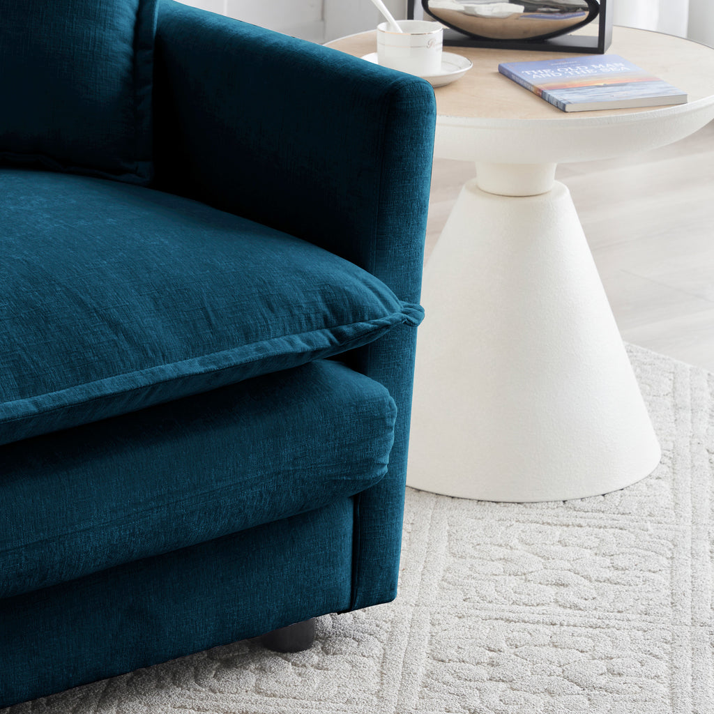 Modular Oversized L Shaped Sectional Sofa w/ Reversible Ottoman (Blue)